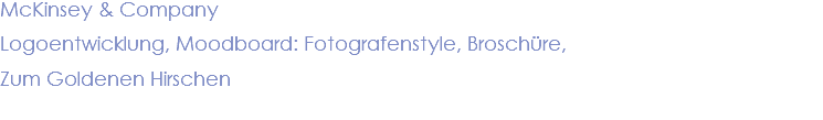 McKinsey & Company Logoentwicklung, Moodboard: Fotografenstyle, Broschüre, Zum Goldenen Hirschen 